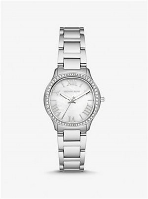 Michael Kors Mini Sage Pavé Silver-Tone Watch Silver | SN-MK28423