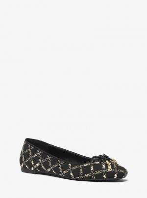 Michael Kors Nori Embellished Faux Suede Black/Pale Gold | SN-MK27708