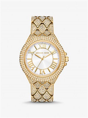 Michael Kors Oversized Camille Pavé Gold-Tone Watch Gold | SN-MK28400