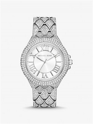 Michael Kors Oversized Camille Pavé Silver-Tone Watch Silver | SN-MK28418