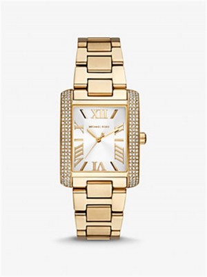 Michael Kors Oversized Emery Pavé Gold Tone Watch Gold | SN-MK28375