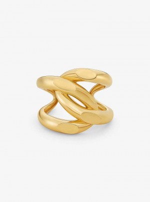 Michael Kors Oversized Precious Metal-Plated Brass Curb-Link Cuff Gold | SN-MK27720