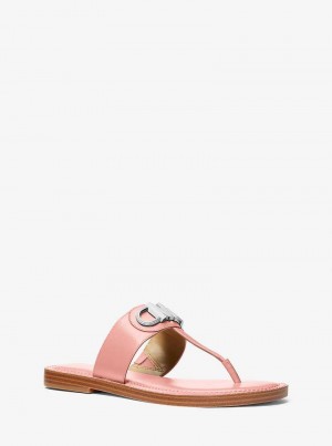 Michael Kors Parker Leather T-Strap Pink | SN-MK27537