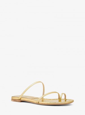 Michael Kors Patti Metallic Python Embossed Leather Gold | SN-MK27702