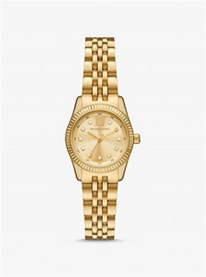 Michael Kors Petite Lexington Pavé Gold-Tone Watch Gold | SN-MK28322