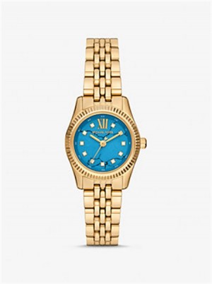 Michael Kors Petite Lexington Pavé Gold-Tone Watch Gold | SN-MK28401