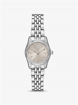 Michael Kors Petite Lexington Pavé Silver-Tone Watch Silver | SN-MK28319