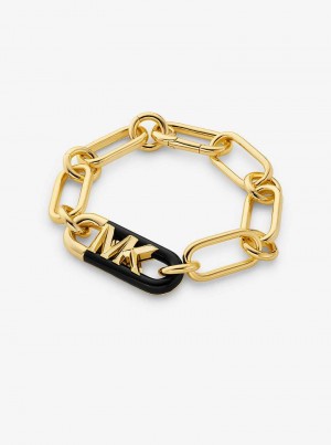 Michael Kors Precious Metal-Plated Brass and Acetate Empire Logo Gold | SN-MK27724