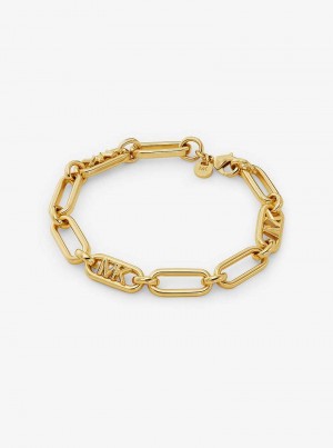 Michael Kors Precious Metal-Plated Brass Empire Logo Chain Link Gold | SN-MK27734