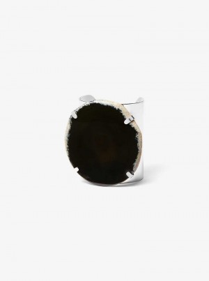 Michael Kors Precious Metal-Plated Brass and Agate Cuff Black/Silver | SN-MK27791