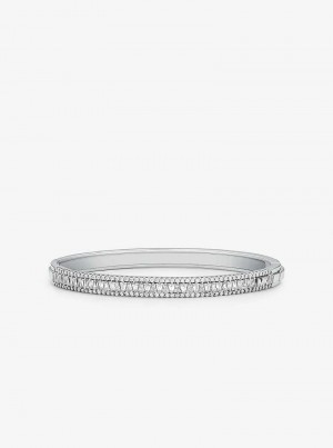 Michael Kors Precious Metal-Plated Sterling Silver Pavé Silver | SN-MK27729