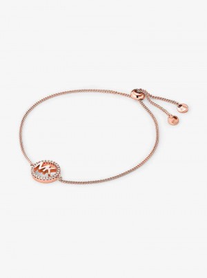 Michael Kors Precious Metal-Plated Sterling Silver Logo Slider Rose Gold | SN-MK27731