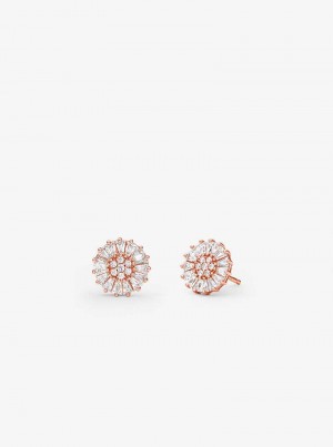 Michael Kors Precious Metal-Plated Sterling Silver Pavé Stud Rose Gold | SN-MK27768