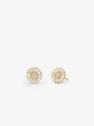 Michael Kors Precious Metal-Plated Sterling Silver Pavé Stud Gold | SN-MK27785