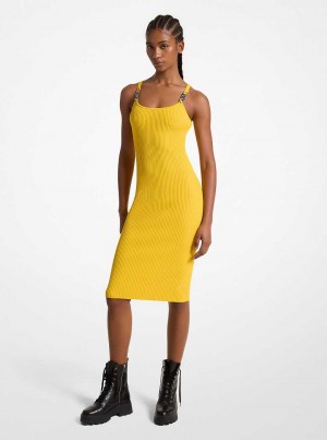 Michael Kors Ribbed Stretch Knit Midi Tank Bright Dandelion | SN-MK26734