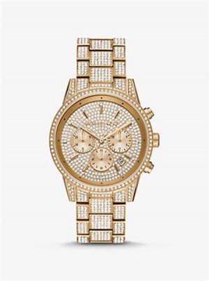 Michael Kors Ritz Pavé Gold-Tone Watch Gold | SN-MK28425