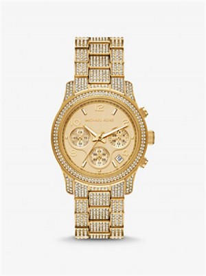 Michael Kors Runway Pavé Gold-Tone Watch Gold | SN-MK28326