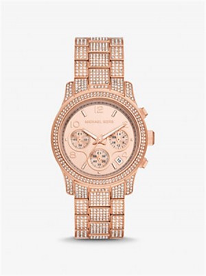 Michael Kors Runway Pavé Rose Gold-Tone Watch Rose Gold | SN-MK28325