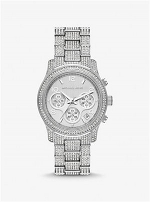 Michael Kors Runway Pavé Silver-Tone Watch Silver | SN-MK28324