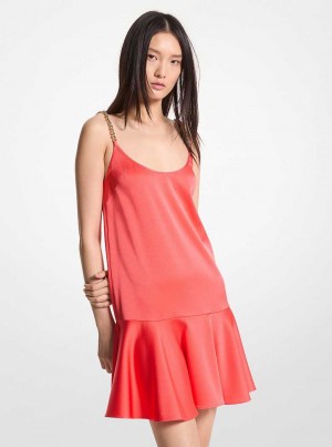 Michael Kors Satin Chain Tank Coral | SN-MK26680