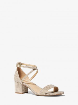 Michael Kors Serena Flex Glitter Chain-Mesh Pale Gold | SN-MK27540