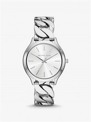 Michael Kors Slim Runway Silver-Tone Curb-Link Watch Silver | SN-MK28410