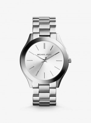 Michael Kors Slim Runway Silver-Tone Silver | SN-MK28280