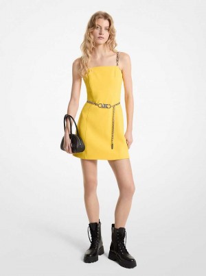 Michael Kors Stretch Crepe Belted Mini Bright Dandelion | SN-MK26648