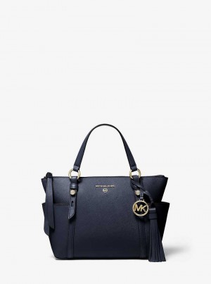 Michael Kors Sullivan Small Saffiano Leather Top-Zip Navy | SN-MK26894