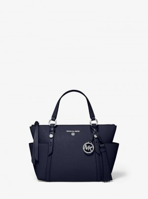 Michael Kors Sullivan Small Saffiano Leather Top-Zip Navy | SN-MK26917