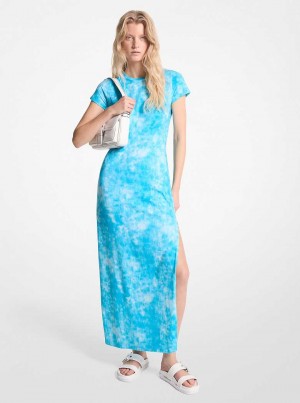 Michael Kors Tie-Dyed Stretch Cotton Maxi Milos Blue | SN-MK26658