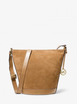 Michael Kors Townsend Topstitched Suede Camel | SN-MK27252