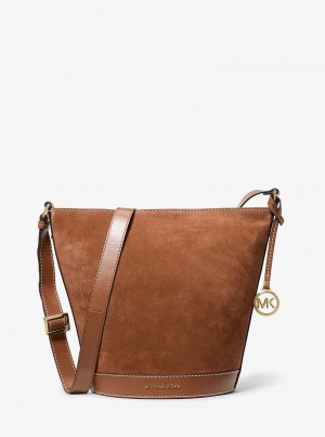 Michael Kors Townsend Topstitched Suede Luggage | SN-MK27253