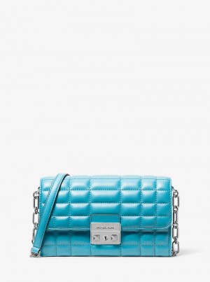 Michael Kors Tribeca Large Leather Convertible Santorini Blue | SN-MK27135