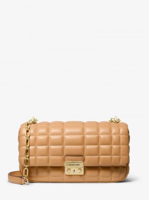 Michael Kors Tribeca Large Quilted Leather Pale Peanut | SN-MK26996