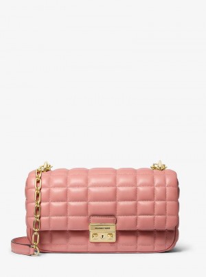 Michael Kors Tribeca Large Quilted Leather Sunset Rose | SN-MK26998