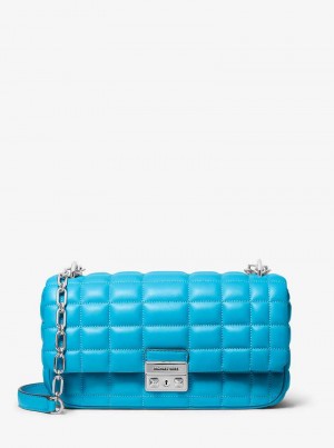 Michael Kors Tribeca Large Quilted Leather Santorini Blue | SN-MK27031