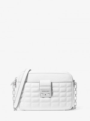 Michael Kors Tribeca Medium Quilted Leather Optic White | SN-MK27278