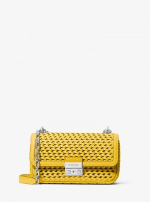 Michael Kors Tribeca Small Hand-Woven Leather Bright Dandelion | SN-MK26944