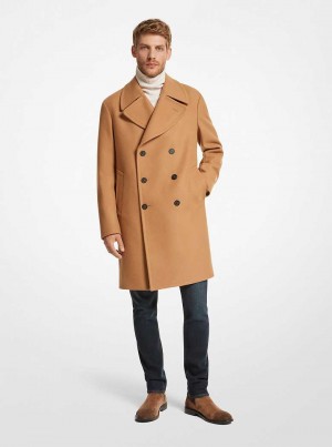 Michael Kors Wool Blend Double-Breasted Dark Camel | SN-MK28066