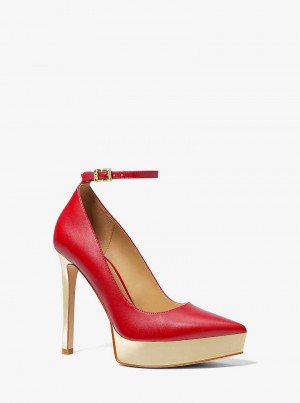 Michael Kors Xenia Leather Platform Crimson | SN-MK27651