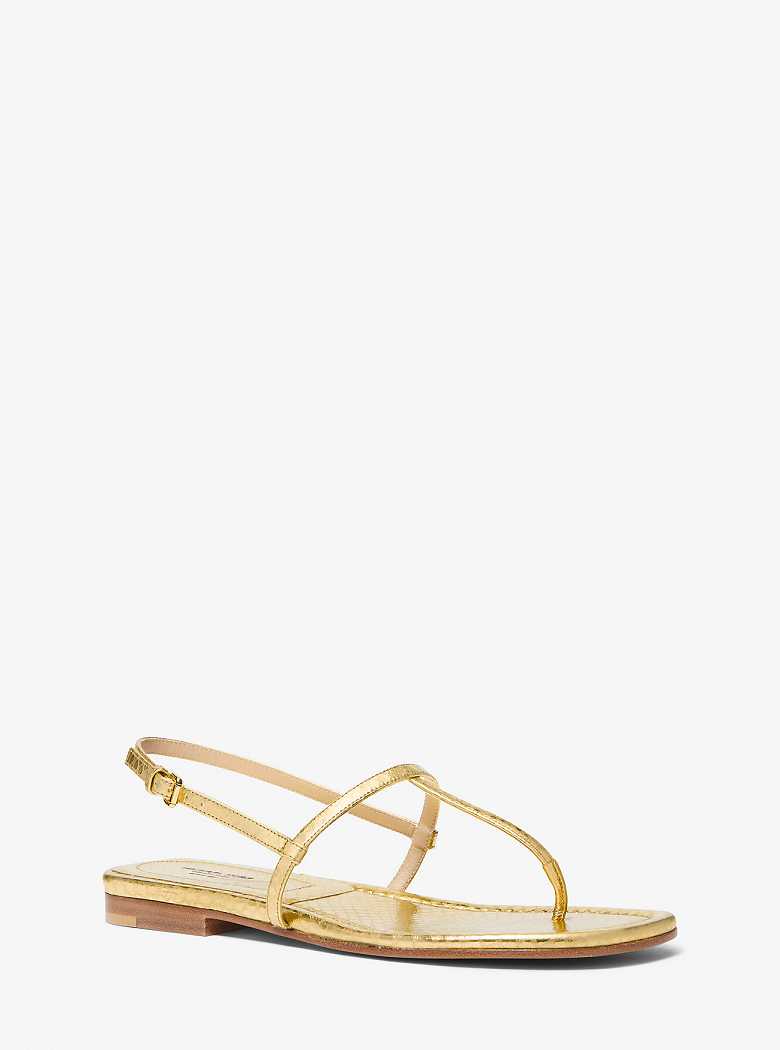 Michael Kors Ali Metallic Python Embossed Leather Gold | SN-MK27683