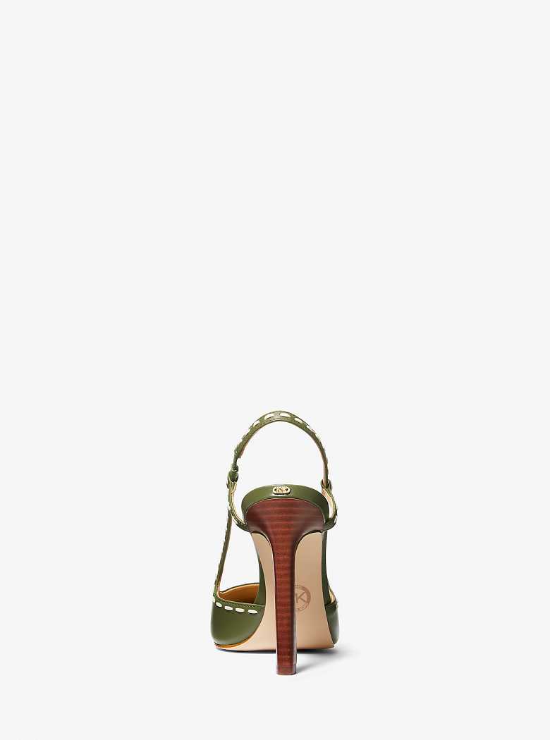 Michael Kors Alora Hand-Stitched Leather Smokey Olive | SN-MK27642