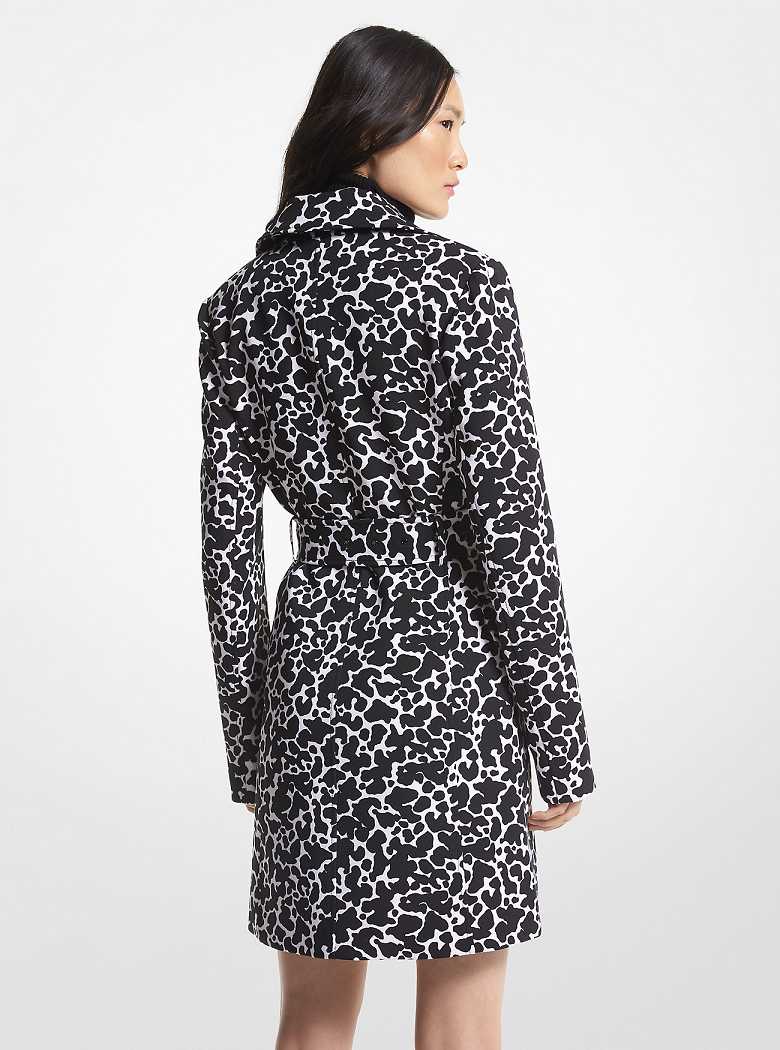 Michael Kors Animal Print Stretch Crepe Trench White | SN-MK26605