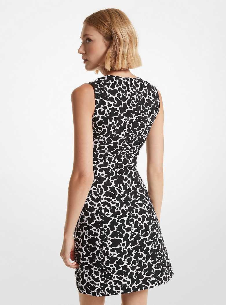 Michael Kors Animal Print Stretch Crepe Cutout White | SN-MK26745