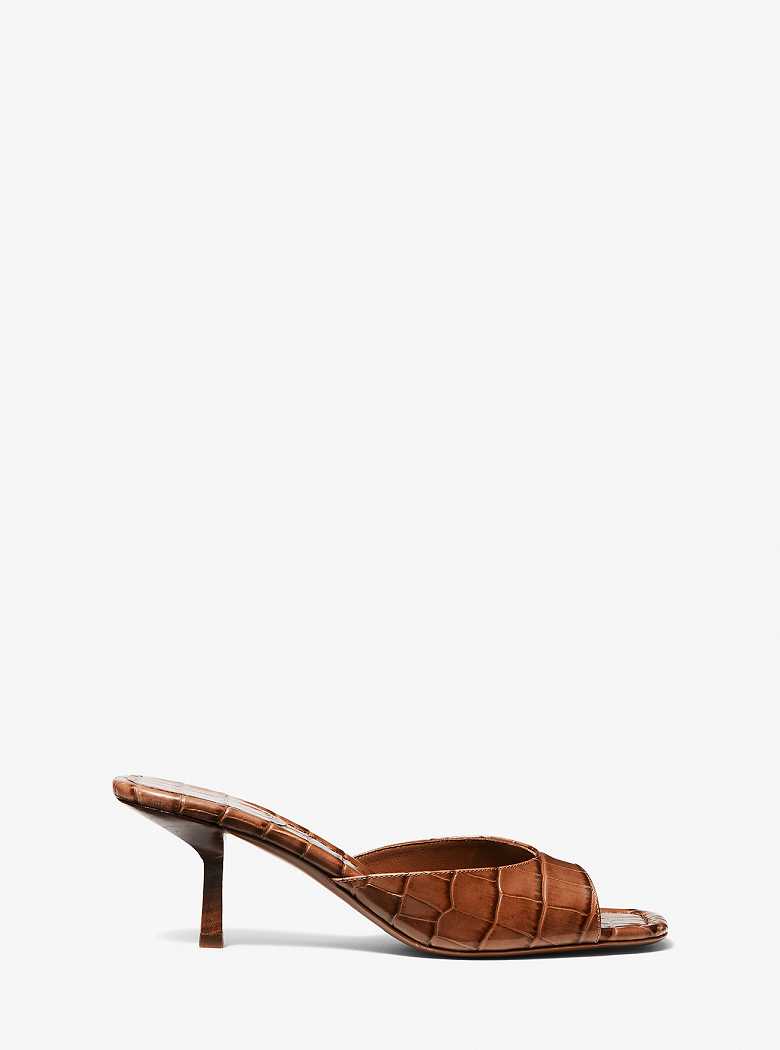 Michael Kors Anita Crocodile Embossed Leather Chestnut | SN-MK27594