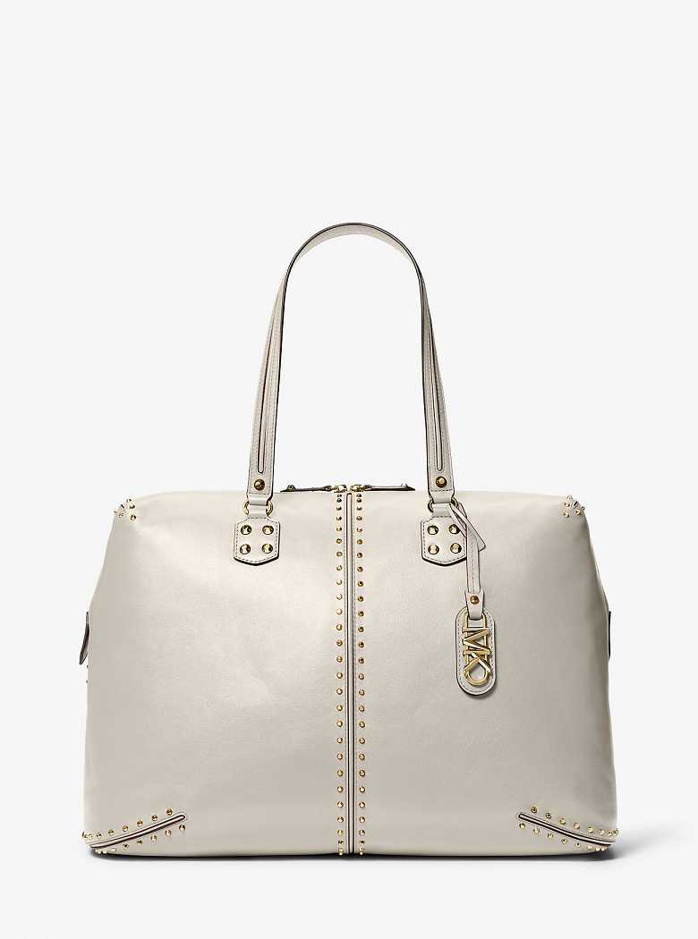 Michael Kors Astor Extra-Large Studded Leather Lt Cream | SN-MK28160