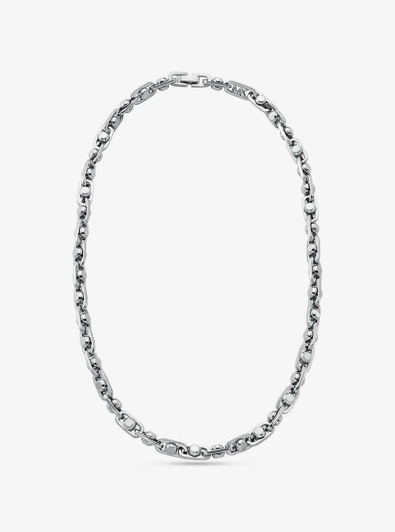 Michael Kors Astor Medium Precious Metal-Plated Brass Link Silver | SN-MK27798