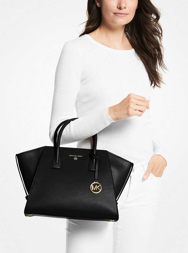 Michael Kors Avril Large Leather Top-Zip Black | SN-MK27332