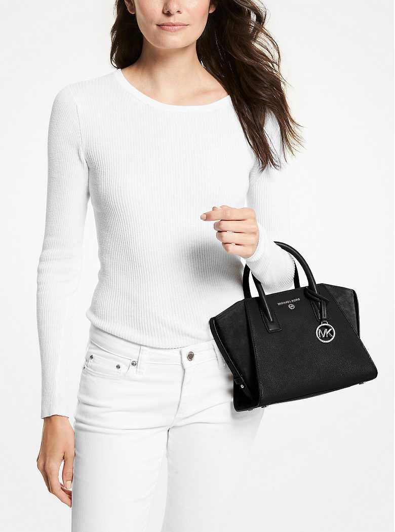 Michael Kors Avril Small Leather Top-Zip Black | SN-MK27337